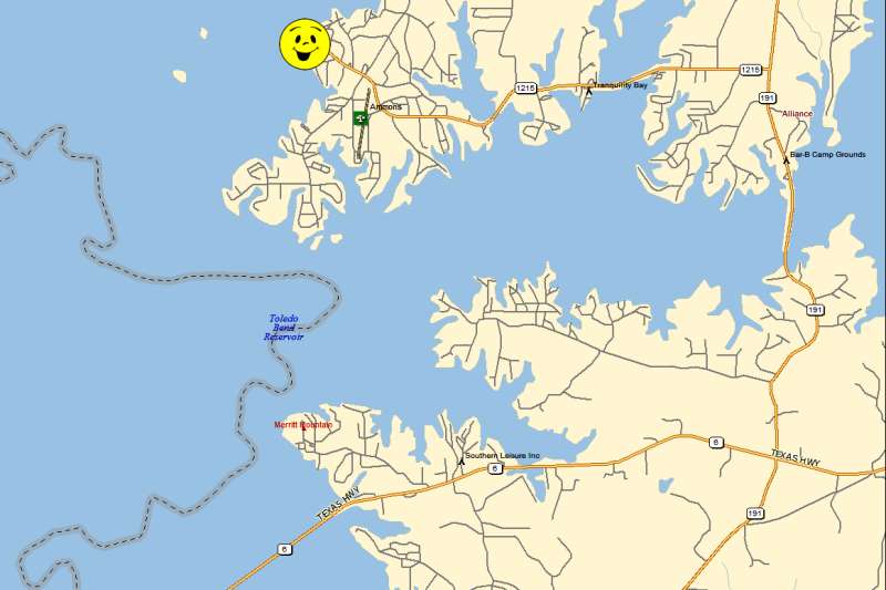 From the junction of north/South Highway 191: Take Highway 1215 West ...