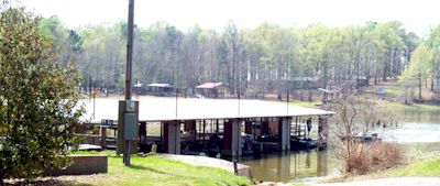 Bridge Bay Resort's covered boat slips