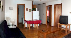 Living area in duplex cabin