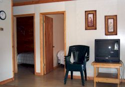 Waterfront cabin - from living room looking to bedrooms