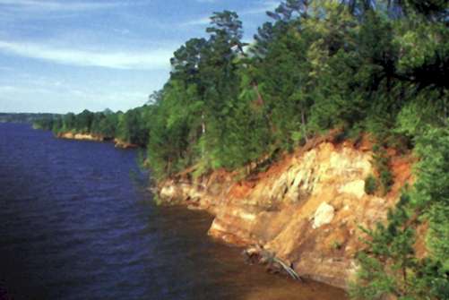 Rocky bluff shoreline