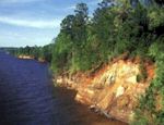 Rocky bluff shoreline