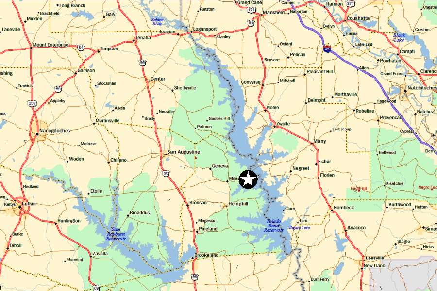 Toledo Bend Lake Map Map & Directions To Fisherman's Village At Toledo Bend Lake